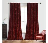 Roslynwood Crushed Luxury Velvet Rust Curtains for Bedroom 96 inches Long, Thermal Insulated Window Drapes Back Tab for Living Room/Dining Room, W52 x L96, 2 Panels