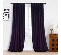 Roslynwood Deep Purple Velvet Curtains 96 inches - Super Soft Home Decor Room Darkening Curtains Thermal Insulated Velvet Drapes for Bedroom/Living Room, W52 x L96 inch, 2 Pcs