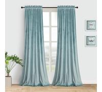 Roslynwood Eggshell Blue Velvet Curtains 243.8 cm - Luxury Decor Blackout Thermal Insulated Sliding Door Curtains with Double Rod Pocket for Living Room, Eggshell Blue, W 52 x L 96, 2 Panels