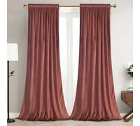 Roslynwood Living Room Velvet Curtains for Window - Energy Efficient & Noise Reducing Thermal Insulated Rod Pocket Room Darkening Drapes/Draperies, Brick Dust, W52 x L63, 2 Panels