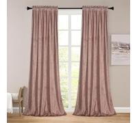 Roslynwood Luxury Gold Foil Print Dusty Rose Velvet Curtains 63 inches Long Rod Pocket Thermal Insulated Blackout Window Drapes for Living Room/Bedroom/Dining Room, W52 x L63, 2 Pcs