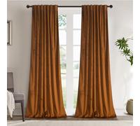 Roslynwood Luxury Soft Brown Velvet Curtains 72 inches Long Back Tab Thermal Insulated Blackout Window Drapes for Living Room/Bedroom/Dining Room, W52 x L72, 2 Pcs