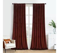 Roslynwood Luxury Soft Burnt Ochre Velvet Curtains 84 inches Long Back Tab Thermal Insulated Blackout Window Drapes for Living Room/Bedroom/Dining Room, W52 x L84, 2 Panels