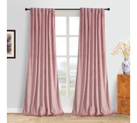 Roslynwood Luxury Soft Dusty Pink Velvet Curtains 96 inches Long Back Tab Thermal Insulated Blackout Window Drapes for Living Room/Bedroom/Dining Room, W52 x L96, 2 Panels