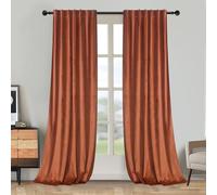 Roslynwood Luxury Soft Pumpkin Velvet Curtains 96 inches Long Back Tab Thermal Insulated Blackout Window Drapes for Living Room/Bedroom/Dining Room, W52 x L96, 2 Pcs