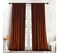 Roslynwood Luxury Soft Rust Velvet Curtains 90 inches Long Back Tab Thermal Insulated Blackout Window Drapes for Living Room/Bedroom/Dining Room, W52 x L90, 2 Pcs