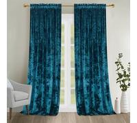Roslynwood Luxury Velvet Crushed Print Peacock Velvet Curtains 72 inches Long Rod Pocket Thermal Insulated Blackout Window Drapes for Living Room/Bedroom/Dining Room, W52 x L72, 2 Panels