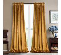 Roslynwood, Mustard Velvet Curtains Bedroom Blackout Thermal Insulated Curtains for Living Room Office Apartment Bathroom W52*L63 Inch 2 Panels/Pocket for