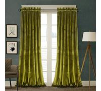 Roslynwood Olive Green Velvet Curtains 2 Panels Set, Block Light Thermal Insulated Rod Pocket Drapes for Bedroom/Living Room,W52 x L90, 2 Panels