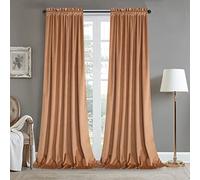 Roslynwood, Peach Velvet Curtains Sun Protection Elegant Interior Decor for Large Windows Blackout Curtains for Living Room 52 x 84 Inch Drop Peach 2