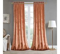 Roslynwood Room Darkening Crushed Velvet Peach Rose Curtains for Bedroom Thermal Insulated & Moderate Blackout Rod Pocket Window Curtain for Living Room 52WX96L (2 Panels)