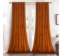 Roslynwood Russet Orange Velvet Curtains 108 inches - Super Soft Home Decor Room Darkening Curtains Thermal Insulated Velvet Drapes for Bedroom/Living Room, W52 x L108 inch, 2 Pcs