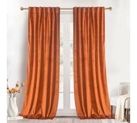 Roslynwood Russet Orange Velvet Curtains 63 inches - Super Soft Home Decor Room Darkening Curtains Thermal Insulated Velvet Drapes for Bedroom/Living Room, W52 x L63 inch, 2 Pcs