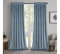 Roslynwood Stone Blue Velvet Curtains Light Blocking - Classic Solid Christmas Decorative Thermal Insulated Curtains for Living Room Curtain Door, 52x108 Inch, 2 Panels