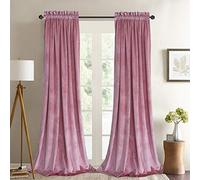 Roslynwood Velvet Curtain Panels Pink Blush Window Luxury Drapes for Bedroom Thermal Insulated Rod Pocket Curtain for Living Room (2 Panels, 52 by 84 Inch)