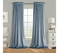 Roslynwood - Velvet Curtains Blackout Light Blocking Decorative Classic Christmas Thermal Insulated Window Treatment Rod Pocket 52 x 96 inches W x L 2 Panels, Stone Blue