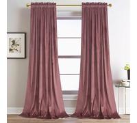 Roslynwood Velvet Dusty Rose Curtain 84 inch Length - Curtains Block Light Rod Pocket Thermal Insulated Window Drapes Set for Living Room/Bedroom/Dining Room, W52 x L84, 2 Panels