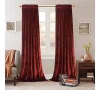 Roslynwood Velvet Luxurious Rust Red Elegant Curtains Rod Pocket Curtain Panels Light Reducing Privacy Panels Drapes for Bedroom/Kids Room, W52 by L96