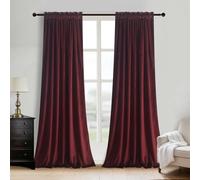 Roslynwood Velvet Ruby Wine Curtain 84 inch Length - Curtains Block Light Rod Pocket Thermal Insulated Window Drapes Set for Living Room/Bedroom/Dining Room, W52 x L84, 2 Panels