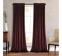 Roslynwood Velvet Ruby Wine Curtain 96 inch Length - Curtains Block Light Rod Pocket Thermal Insulated Window Drapes Set for Living Room/Bedroom/Dining Room, W52 x L96, 2 Panels