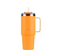 ROSMARINO Thermal Mug XL 870 ml Stainless Steel Insulated Mug with Straw, Keeps Cold for 11 Hours & 7 Hours Warm, Thermos Flask, Leak-Proof, BPA-Free, Coffee Mug To Go