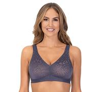 Rosme Women’s Soft Wireless T-Shirt Bra, Comfortable Seamless Full Coverage No Underwire Supportive Bras with Smooth Molded Cups and Padded Adjustable Shoulder Straps Powerlace, Blue, Size 42D