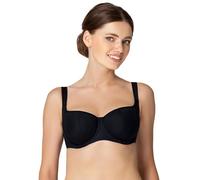 Rosme Women's Unlined Balconette Bra with Push Up Effect - Fast Drying Breathable and Lightweight Smooth Simplex Fabric Plus Size Sexy Half Soft Cups Underwire Demi Square Neck Bra Black, Size 34DD
