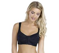 Rosme Women's Wireless Unpadded Bra with Front Closure, Collection Eliza, Black, Size 34FF