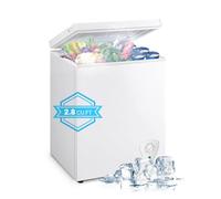 rosmena Small Chest Freezer, 2.8 Cubic Feet Mini Deep Freezer Chest with Basket Adjustable 7 Temp Control, Top Open Door Compact Freezer With Removable Basket For Dorm, Apartment, White