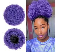 Rosmile Afro Ponytail Extension for Black Women Short Synthetic Afro Ponytail 80g Premium Quality Natural Hair Ca Tail Knot