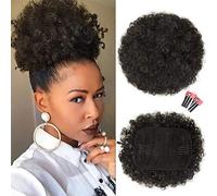 Rosmile Afro Ponytail Extensions for Black Women Premium Quality #2 80g Afro Ponytail Short Synthetic Ponytail Natural Hair Curls