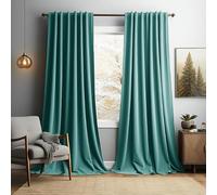 Rosnek Teal 2 Panel Velvet Curtains, Thermal Insulated Soundproof Blackout Curtain, Soft Elegant Home Decor Velvet Pleated Curtain for Bedroom, Living Room, Patio Door (W52'' * H96'')
