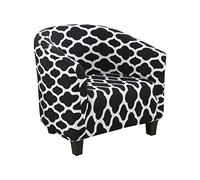 Rosnek Tub Chair Slipcover High Stretch Club Chair Cover,Armchair Slipcover Morocco Printed Barrel Chair Slipcovers with Elastic Bottom for Living Room Armchair(Black)