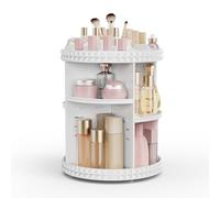Rosoenvi Rotating Makeup Organizer, 360° Spinning Skincare Organizers, Adjustable Layer Cosmetic Storage Lazy Susan Makeup Organizers for Dresser Bathroom, Medium, White