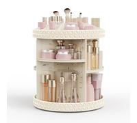 Rosoenvi Rotating Makeup Organizer, 360° Spinning Skincare Organizers, Adjustable Layer Cosmetic Storage Lazy Susan Makeup Organizers for Dresser Bathroom, Large, Beige