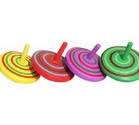 4pcs Wooden Classic Colorful Spinning Tops Developmental Stress Relieve Random Color Spinning Tops