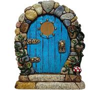Rosojodg Blue Miniature Fairy Door Wooden Elf Garden Doors Miniature Tree Door Garden Statues for Garden Yard Lawn Figurines Outdoor Décor Garden Sculptures and Statues