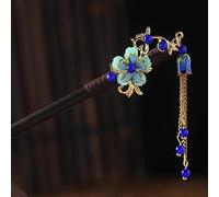 Rosojodg Blue Chinese Japanese Hair Stick, Retro Wooden Hairpin Flower Hair Chopsticks, Vintage Tassel Hair Stick, Wedding Party Hair Stick Hanfu Hairpins Hair Styling Pins Hair Accessories