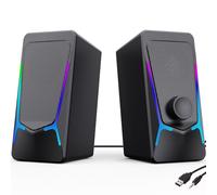 ROSON Computer Speakers, Gaming PC Speakers with Enhanced Bass and Volume Control, Stereo 2.0 USB Powered 3.5mm Aux Multimedia Speakers for Laptop/Desktop/Tablets/Phone