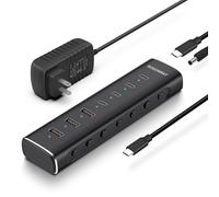 Rosonway 7 Ports Powered USB 3.2/USB C Hub 10Gbps with 4 USB-C 3.2, 3 USB-A 3.2 Ports, 3.3ft Cable and 36W(12V/3A) Power Adapter, Aluminum USB Splitter for Laptop, RSH-H7C4