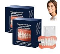 Rosopl Dentures, Rosopl Advanced Customised Full Denture Set, Soft Silicone Denture Reline Kit, Upper and Lower Dentures Reline Kit, Veneers Snap in Teeth, Comfortable (2pcs)