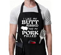 Rosoz Funny BBQ Black Adjustable Kitchen Cooking Chef Aprons for Men…, I Like My Butt Rubbed and My Pork Pulled, One size