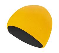 Rosoz Reversible Unisex Knitted Winter Beanie Skull Cuffed Warm Soft Swag Slouchy Hat for Men and Women Ski Watch Cap, Black/Bright Yellow, One size