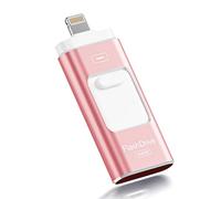 ROSPE USB Stick 256GB for iPhone, MFi Certified Lightning Memory Stick, 3-in-1 Flash Drive for iPhone/iPad/Android/PC, USB 3.0 High-Speed Photostick Thumb Drive Transfer Photos Videos, Rose Pink
