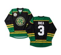 Ross The Boss Rhea #3 St John’s Shamrocks Hockey Jersey - Goon-Inspired Throwback, Stitched Letters, Sizes S-5XL, Black, XXXXXL