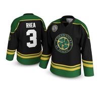 Ross The Boss Rhea #3 St John’s Shamrocks Hockey Jersey - Goon-Inspired Throwback, Stitched Letters, Sizes S-5XL, Black, M