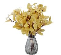Rosscer 12Pcs Artificial Eucalyptus Stems, 20" Fake Silk Leaves with Berries, Greenery Plants Floral Decorations for Boho Home Decor Flowers Arrangement Vase Party Wedding (Light Yellow)
