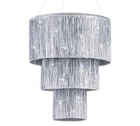 Rossesay 1 Piece 3 Tier Fringe Tinsel Chandelier Fringe Chandelier Decoration Birthday Bachelorette Party Chandelier Decoration Iridescent Silver Foil Shimmering Chandelier for Wedding Home