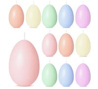 Rossesay 12 Pcs Easter Colored Egg Shaped Votive Candle 1.8 x 2.4'' Unscented Pink Orange Yellow Green Blue Purple Macaron Easter Egg Candle DIY Smokeless Easter Decoration Tealight Home Party Holiday