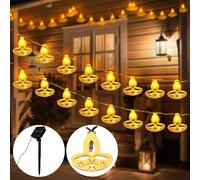 Rossesay 16.4 ft Solar Diwali String Lights 30 LED Diya Solar Lights Indian Diwali Decorations for Warm White Glow for Home Indoor Outdoor Waterproof Indian Party Wedding Decoration